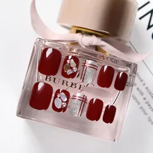 Маникюр патч готовой продукции Лето Красный хипстер жемчужная оболочка кончик ногтей короткие INS девушки невесты поддельные ногти