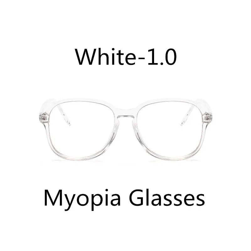 Elbru, негабаритная оправа, очки для близорукости, для женщин и мужчин, ретро, прозрачная оправа, оптическая, для компьютера, близорукие очки с+ 1,0 до+ 6,0 - Цвет оправы: White-1.0