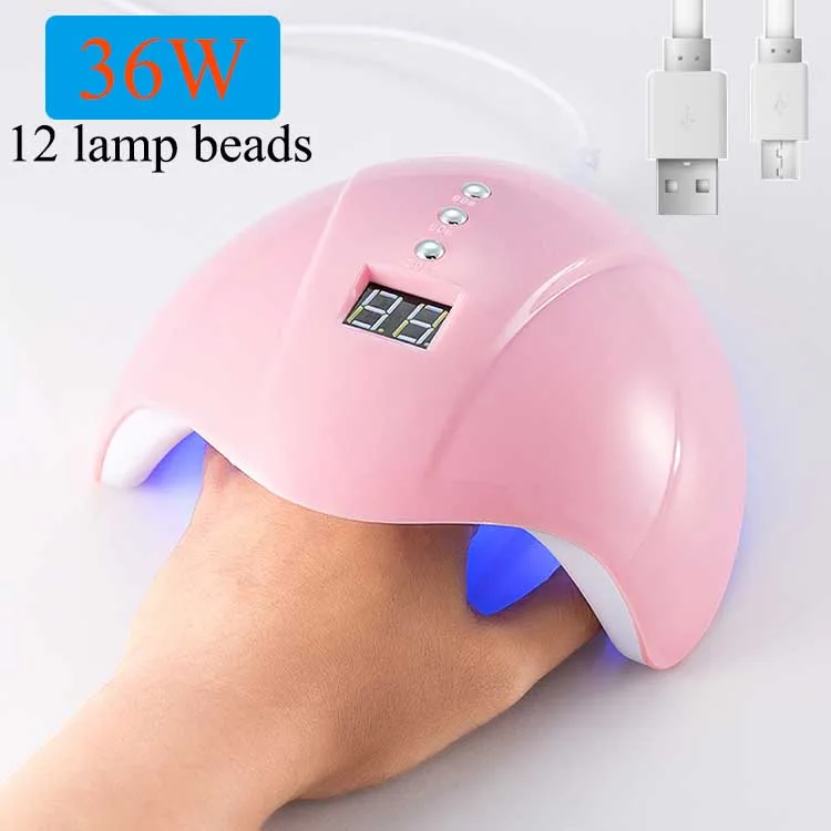 УФ-лампа для ногтей, лампа Rainbow4 48 Вт, Сушилка для ногтей, подходит для всех гелевых 30 бусин, 10 s, быстросохнущая машина для ногтей с ножками - Цвет: MINI5A-pink-36W