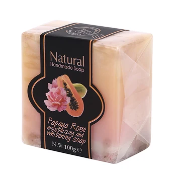 

Moisturizing Cleansing Bath Soap 111g 5.5cm x 5.5cm x 3cm 1pc Handmade Papaya Whitening Soap Lightening Skin