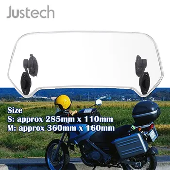 

Justech Universal Adjustable Clip On Motorcycle Windshield Clear ABS Plastic Windshield Spoiler Windscreen for Honda Yamaha BMW