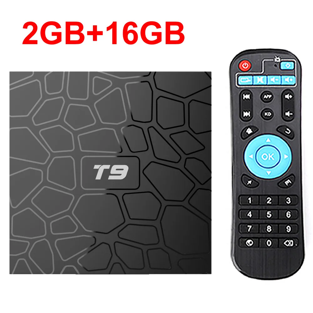2GB 16GB T9 Android 9,0 Smart tv BOX RK3318 Четырехъядерный 4 ГБ ОЗУ 64 Гб ПЗУ 2,4 ГБ/5 Гб двойной wifi Bluetooth цифровой дисплей 3D HDR 4K телеприставка - Цвет: 2GB 16GB