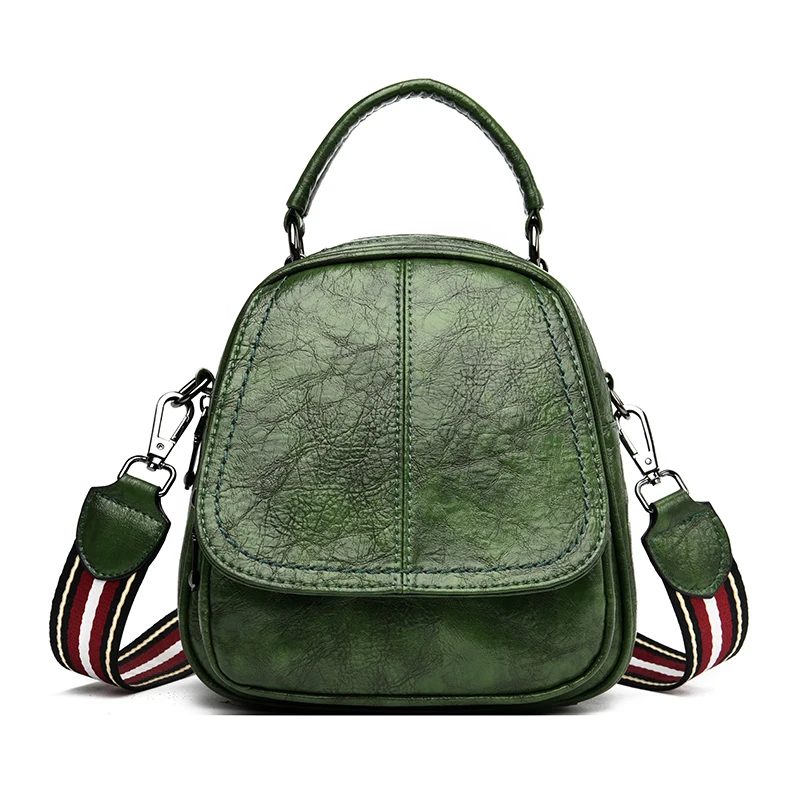 3 в 1 Женский кожаный рюкзак для путешествий, женский рюкзак, маленький рюкзак, дамские сумки через плечо для женщин, сумка Mochila Feminina - Цвет: Green