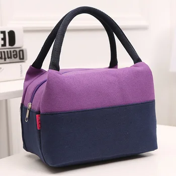 

Thermal Insulation Lunch Bag With Handle Leakproof Picnic Large Capacity Color Matching School Food Container Portable Canvas