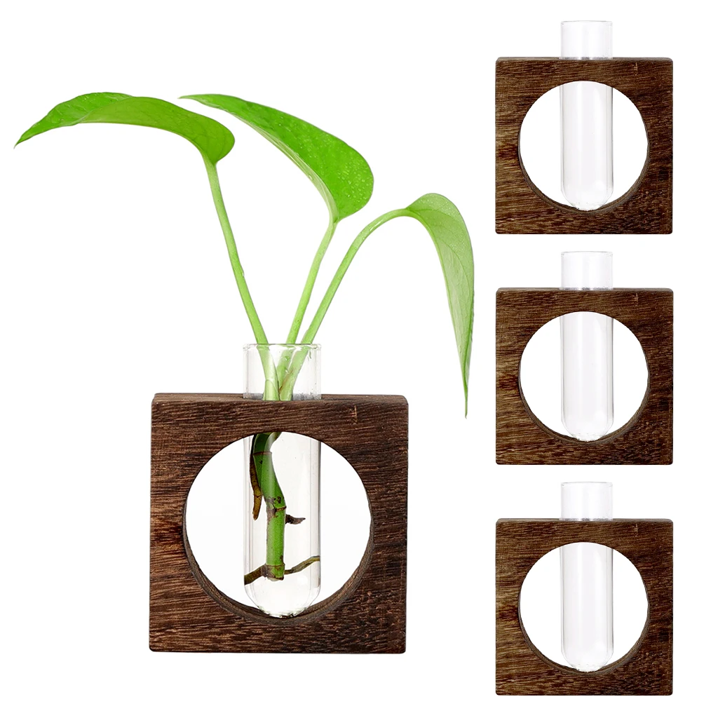 3x Test Tube Glass Vase Hydroponic Plants Planter Flower Pots Garden Decor