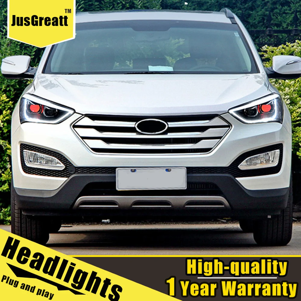 Пара для hyundai ix45 светодиодный фары 2013- ix45 HID фары биксеноновые фары Противотуманные фары Дневные ходовые огни двойные линзы