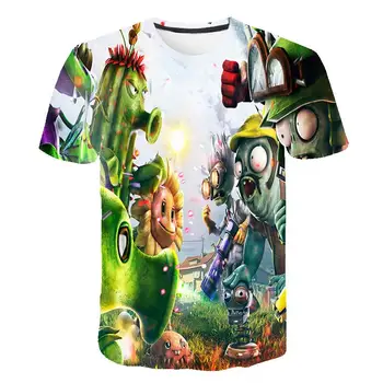 

3d Printed T -Shirt Cartoon Plant War Zombie Element Leisure Boys Funny T -Shirt Girls Casual Tops New Children 'S Short Sleeve