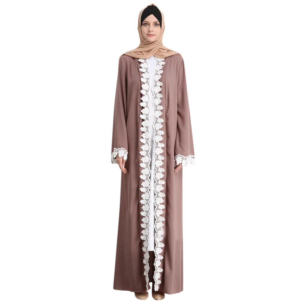 

KLV Dubai Long Sleeve Dresses Evening Abaya Maxi Dresses Cardigan Muslim Women Islamic Loose Kaftan Moroccan Dress Robe Gown