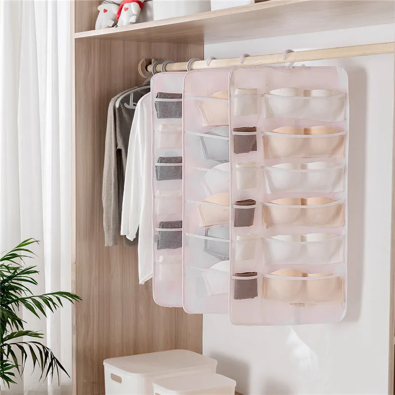6/12/18 Grid Storage Hanging Bag Underwear Socks Toys Organizer Waterproof And Dustproof Wardrobe Debris Gather Pouch | - Цена: 351,90 - 358,66 руб.