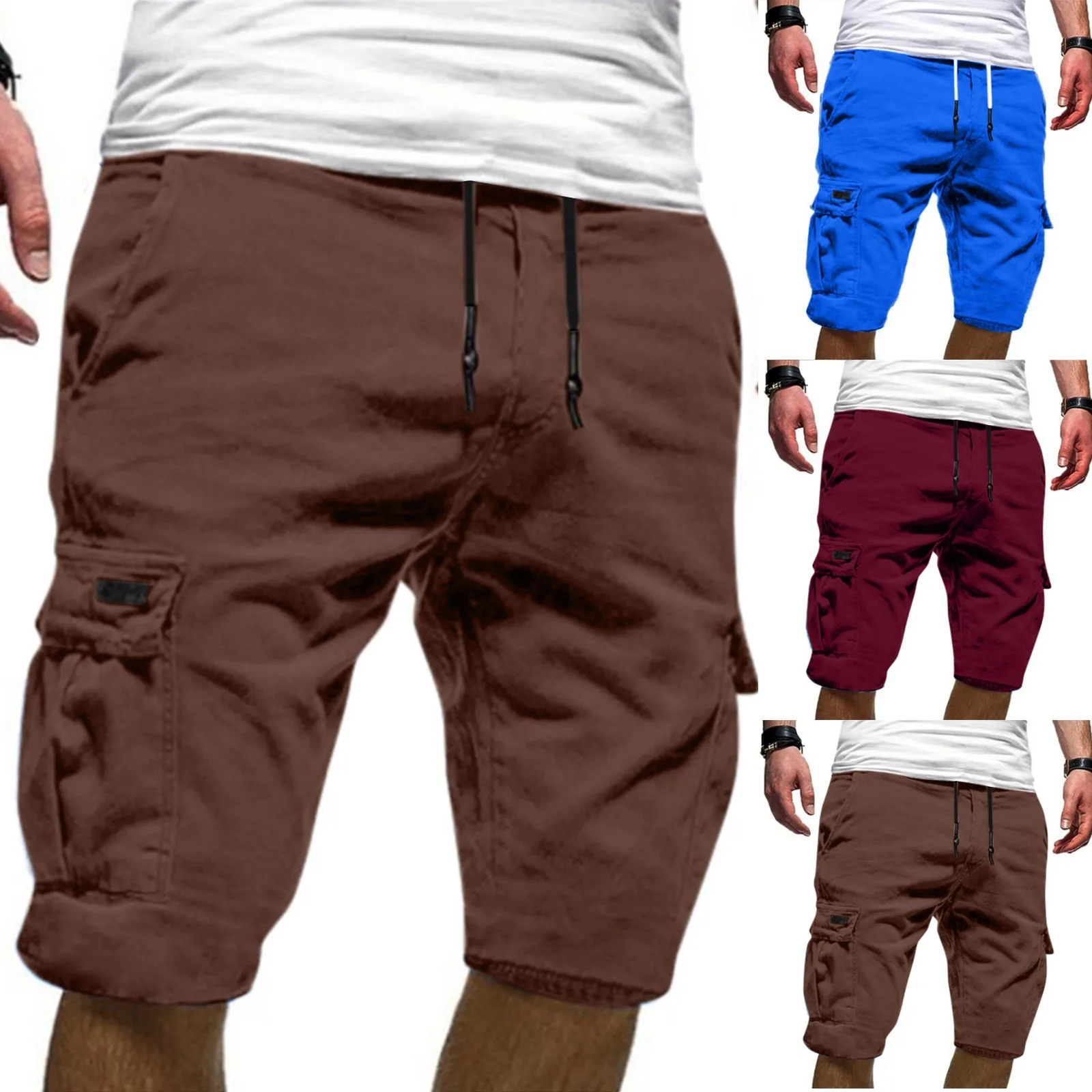 Pantaloncini Cargo Uomo Estivi Herren Cargoshorts Männer Kurze Bermuda Hose Inkl.Gürtel Regular Fit Gurt7027 EB Pantaloni Uomo Estivi Corti