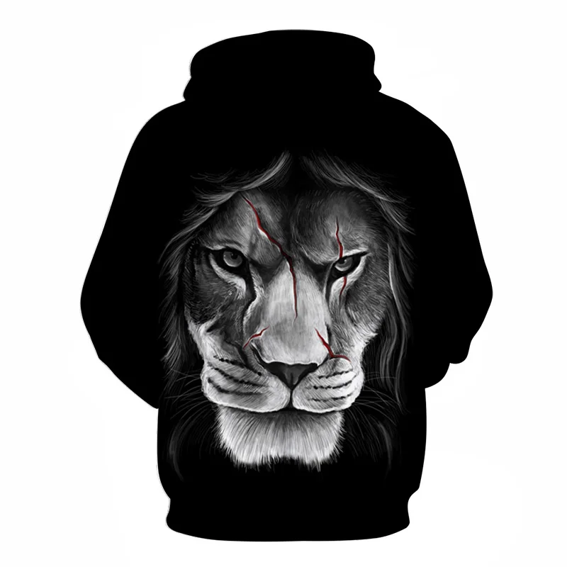 autumn men hoodies funny hip hop anime lion 3D printing sweatshirts pullover menwomen casual long-sleeved pocket sportswear