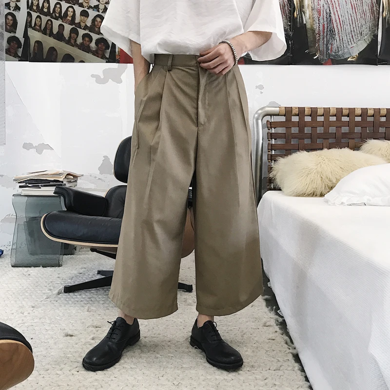 Men's trousers Spring and Autumn style straight leg loose-fitting nine minutes Haren trousers male bell bottoms Yamamoto fashion