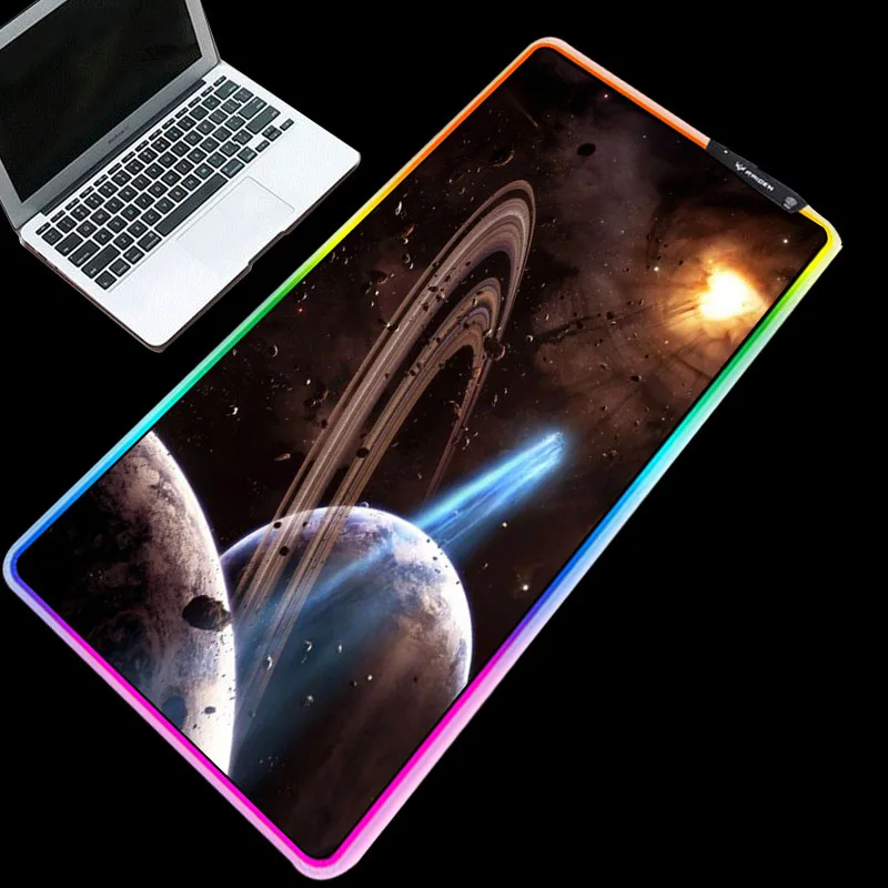 

XGZ Exquisite RGB mouse pad beautiful universe starry sky series pattern table pad LED lighting keyboard pad