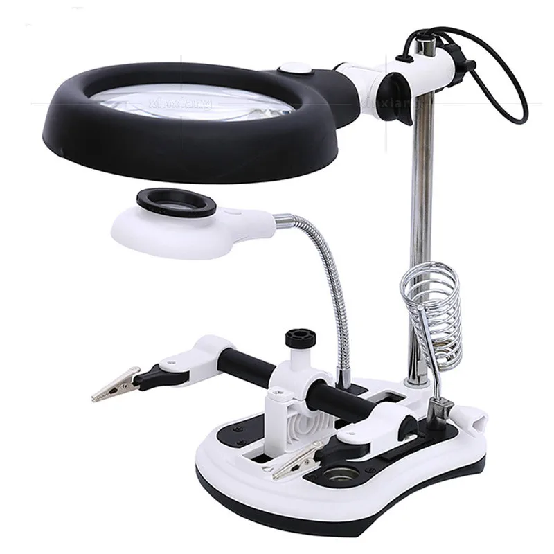 

Four multiples 18LED lamp lighting desk lamp reading clip magnifying glass ABS metal bracket acrylic picture lens