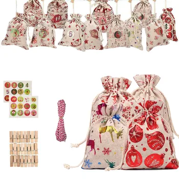 

Advent Calendar Gift Bags Set 24 Filling Fabric with Number Labels for DIY Christmas Decor DC120