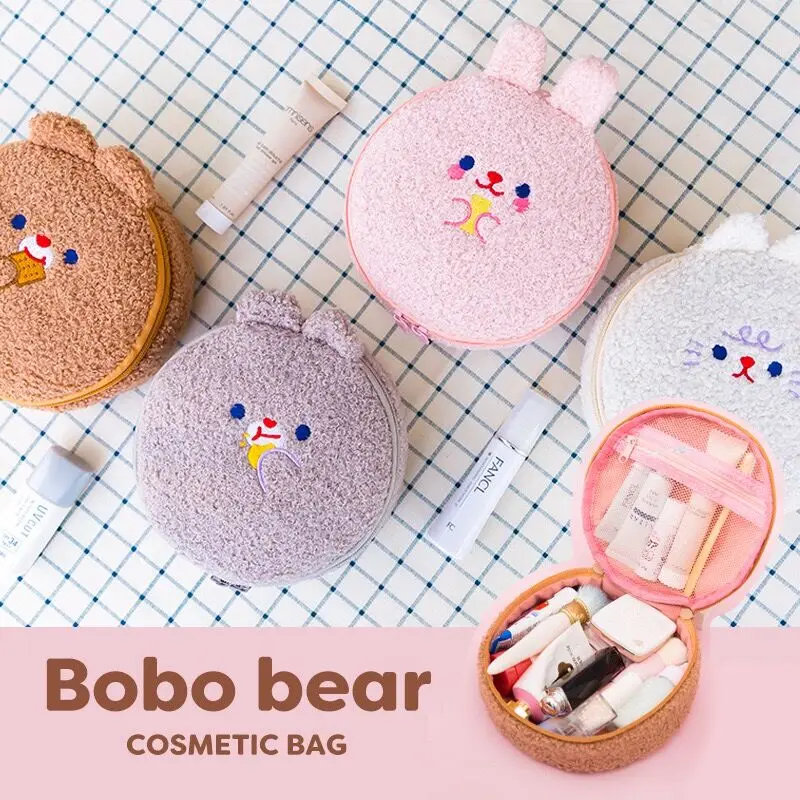 Bentoy косметичка для девочек Milkjoy женская сумка для макияжа милые корейские японские сумки для хранения мягкий медведь фланелевый косметический держатель большие сумки