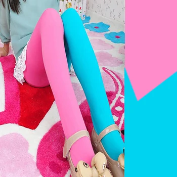 

Girls Patchwork Color Tights Baby Kids Velvet Pantyhose Contrast Combination Solid Color Girl Spring/Autumn Warm Dance Stockings