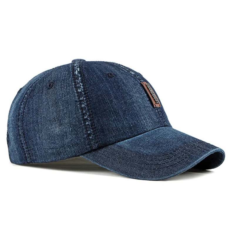Outdoor Women Men Baseball Cap Washed Denim Peaked Hat Headwear Sports Wear With Adjustable Back Closure