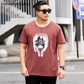 

Young Men Superpang Plus Fat Plus Size Leisure Round Neck Printing Short Sleeve T Shirt