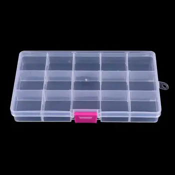

1pc Multi-functional High Strength with 15 Compartments Transparent Visible Plastic storage box paper clip Stud earring