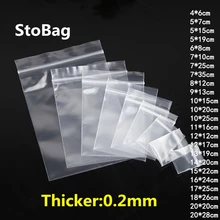 StoBag 100pcs Thick Transparent Zip Lock Plastic Bags Jewelry Food Gift Packaging Storage Bag Reclosable Poly Fresh Self Sealing