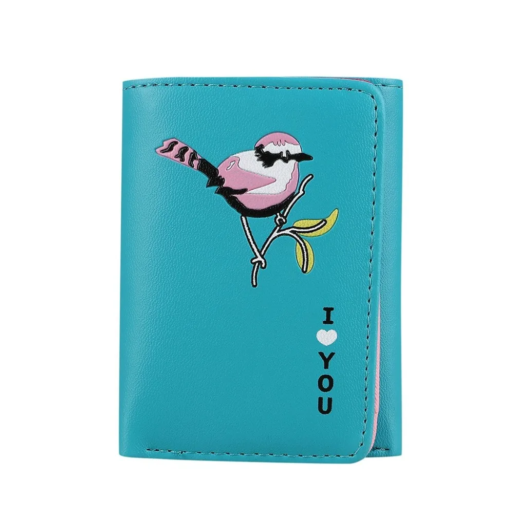 Women Wallet Fashion Mini Trend Solid Color Short Print Cute Cartoon Leather Clutch Bags Coin Purse Card Holder Wallet  (7)