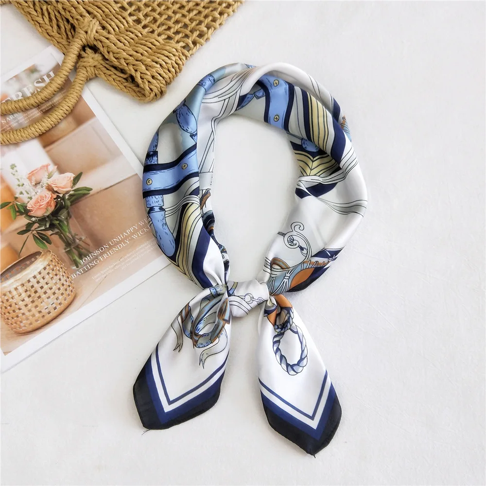 

Brand Designer Women Scarf Luxury Ocean Anchor Square Shawl Spring Autumn Wrap Hijab Lady Pashmina Foulard Bandana Snood 70*70Cm