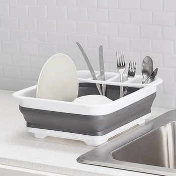 

Foldable Kitchen Dish Drainer Storage Rack Tableware Drain Drying Bowl Spoon Rack Container Sink Storage Basket Holder Organizer