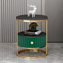 

Sofa Side Table Living Room Side Cabinet Light Luxury Rock Board Small Coffee Table Round Bedside Cabinet Simple Corner Cabinet