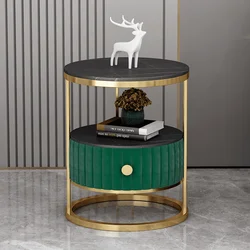 Mesa auxiliar para sofá, mueble lateral para sala de estar, mesa de centro pequeña de lujo, mesita de noche redonda, armario de esquina Simple