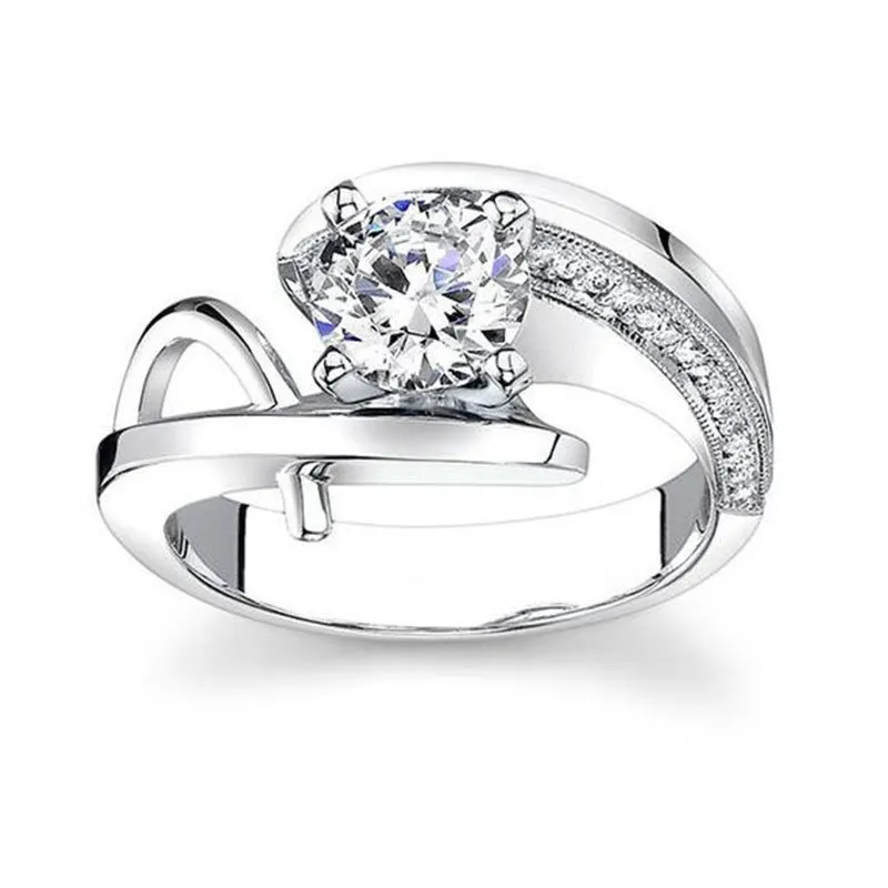 

Wish Hot Selling New Style Creative Art-Plated Seiko Diamond Set Ring Europe And America Hot Selling Women's Engagement Ring