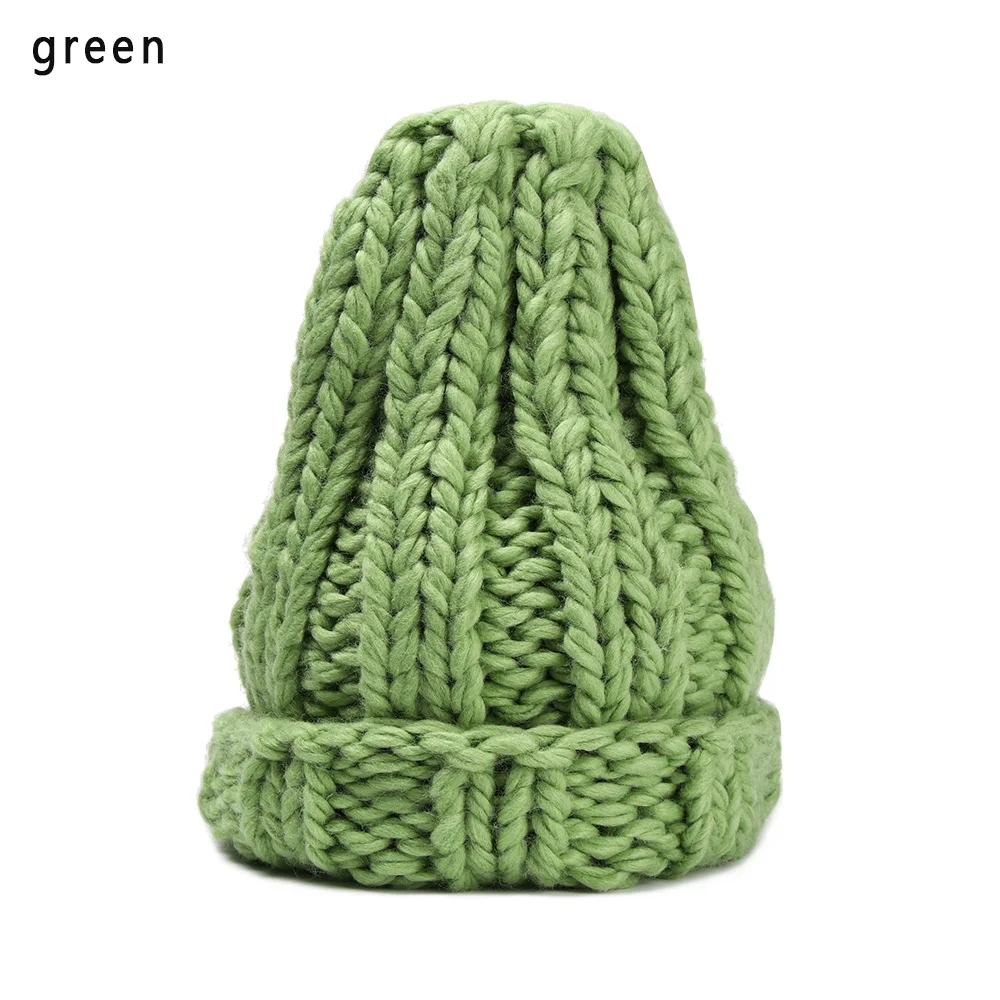 green 1 шт. шерстяная шапка повседневные шапочки для мужчин и женщин теплая вязаная зимняя шапка модная однотонная хип-хоп унисекс шапка бини - Цвет: green