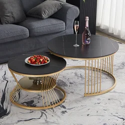 Nordic retrátil criança mãe combinação de mesa de café sala de estar dupla camada circular escritório criativo pequena mesa de café