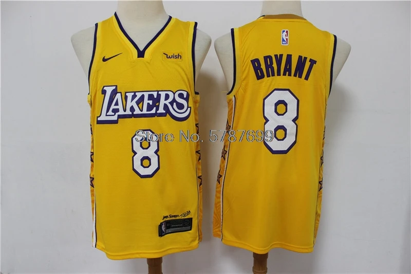 湖人8号号2019至2020新款黄色城市版球衣--带赞助商标