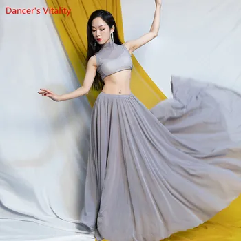 

Summer Spring Women Belly Dance Set Class Wear Mesh Half Sleeves Classic Bellydance Costume Set 4pcs For Girl