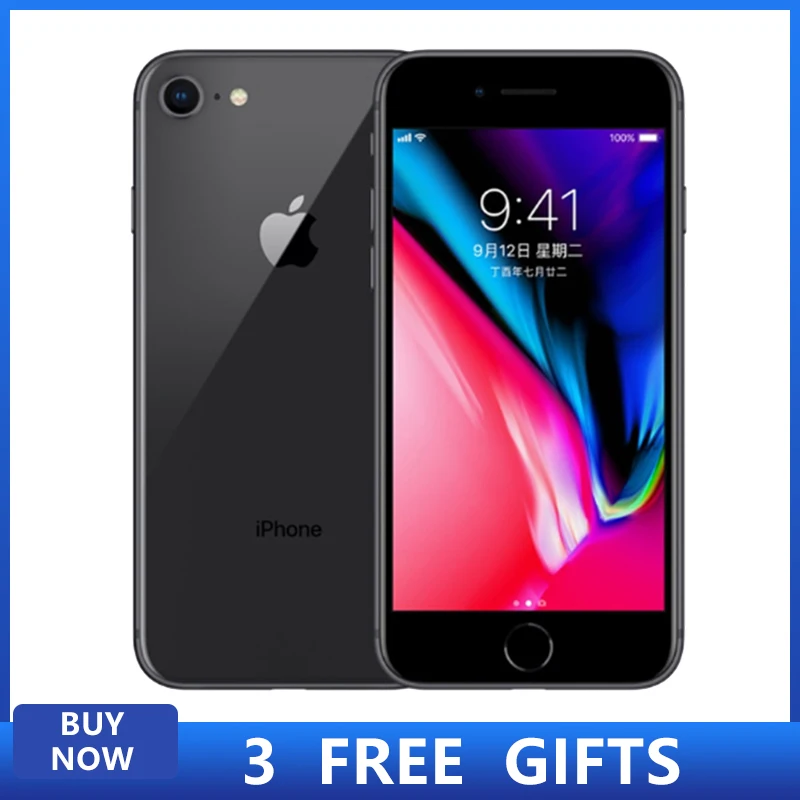 Used Original Apple iPhone 8 Hexa Core 2GB RAM 64GB/256GB ROM Fingerprint LTE Mobile Phone Smartphone