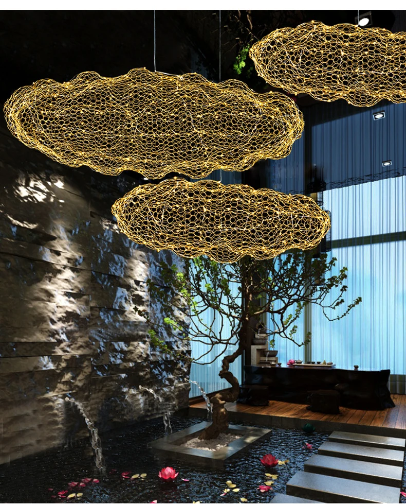 Modern cloud chandelier creative starry light design personality hotel restaurant bar indoor gold Gypsophila Chandeliers small chandeliers