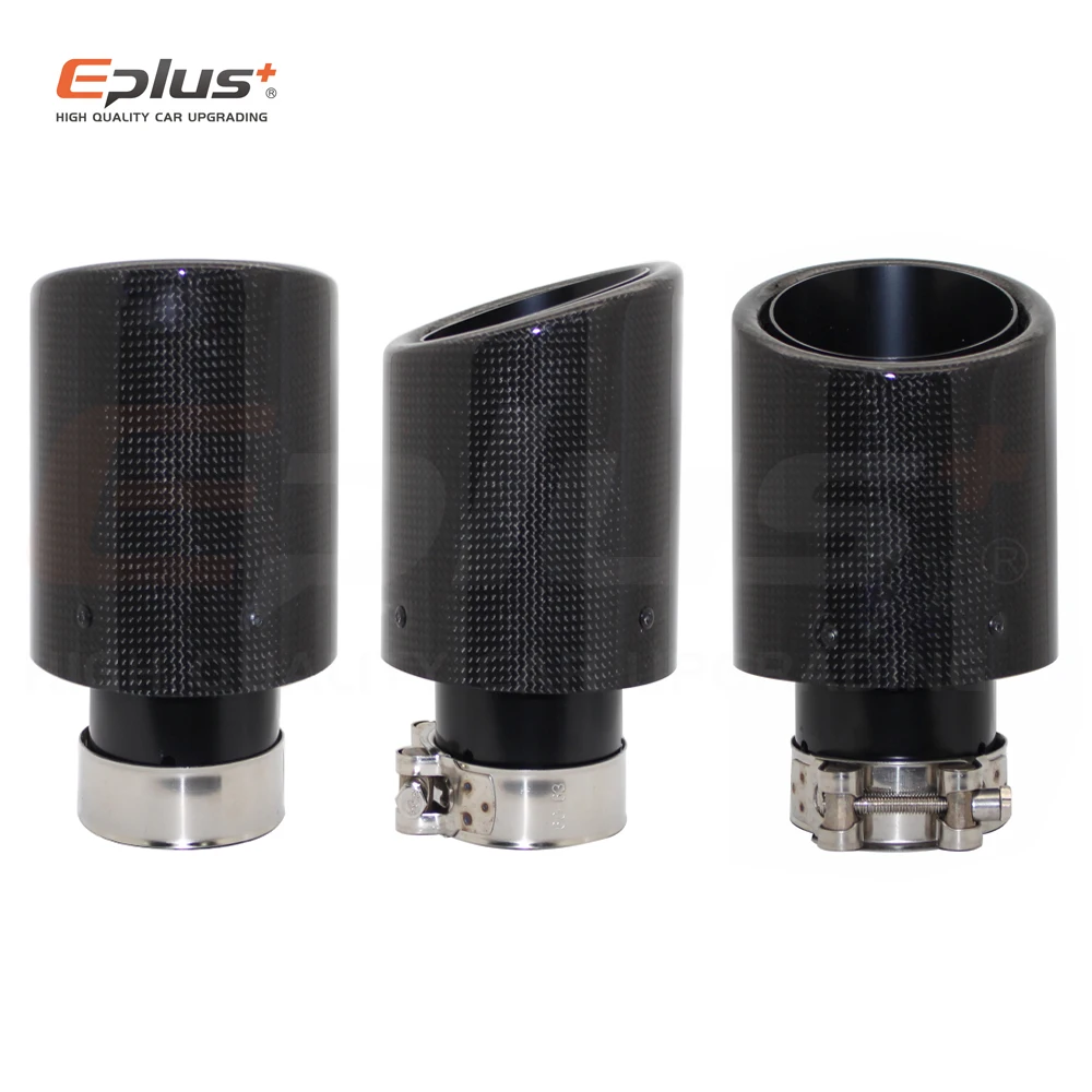 Car Glossy Carbon Fibre Exhaust Muffler Pipe Tip Curl Universal Black Stainless Mufflers Decorations for Akrapovic