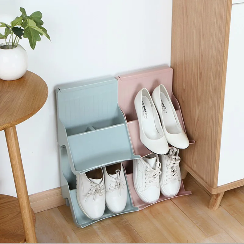 Stackable Layered Simple Shoe Rack Creative Storage Cabinet Shoes Care Plastic Finishing Racks | Дом и сад