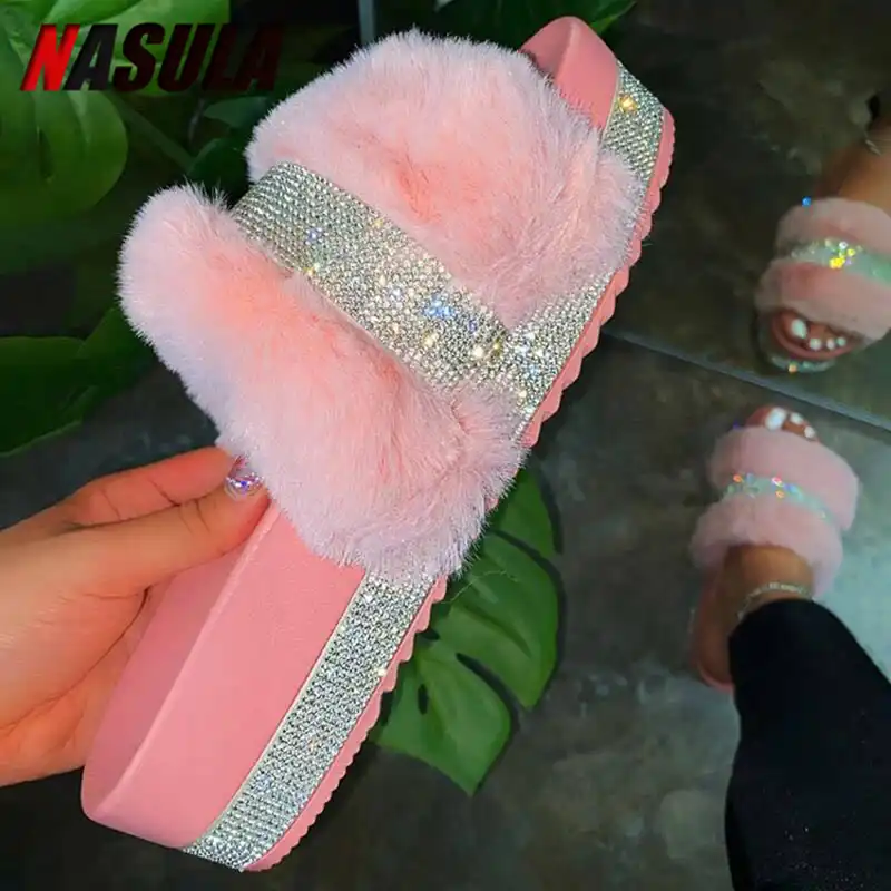 fluffy platform sandals