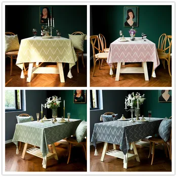 

Linen Jacquard with pillowcaseTablecloth Dining Table Cloth Clothes Cloths Desk Cover Rectangular for Table Decoration Manteles