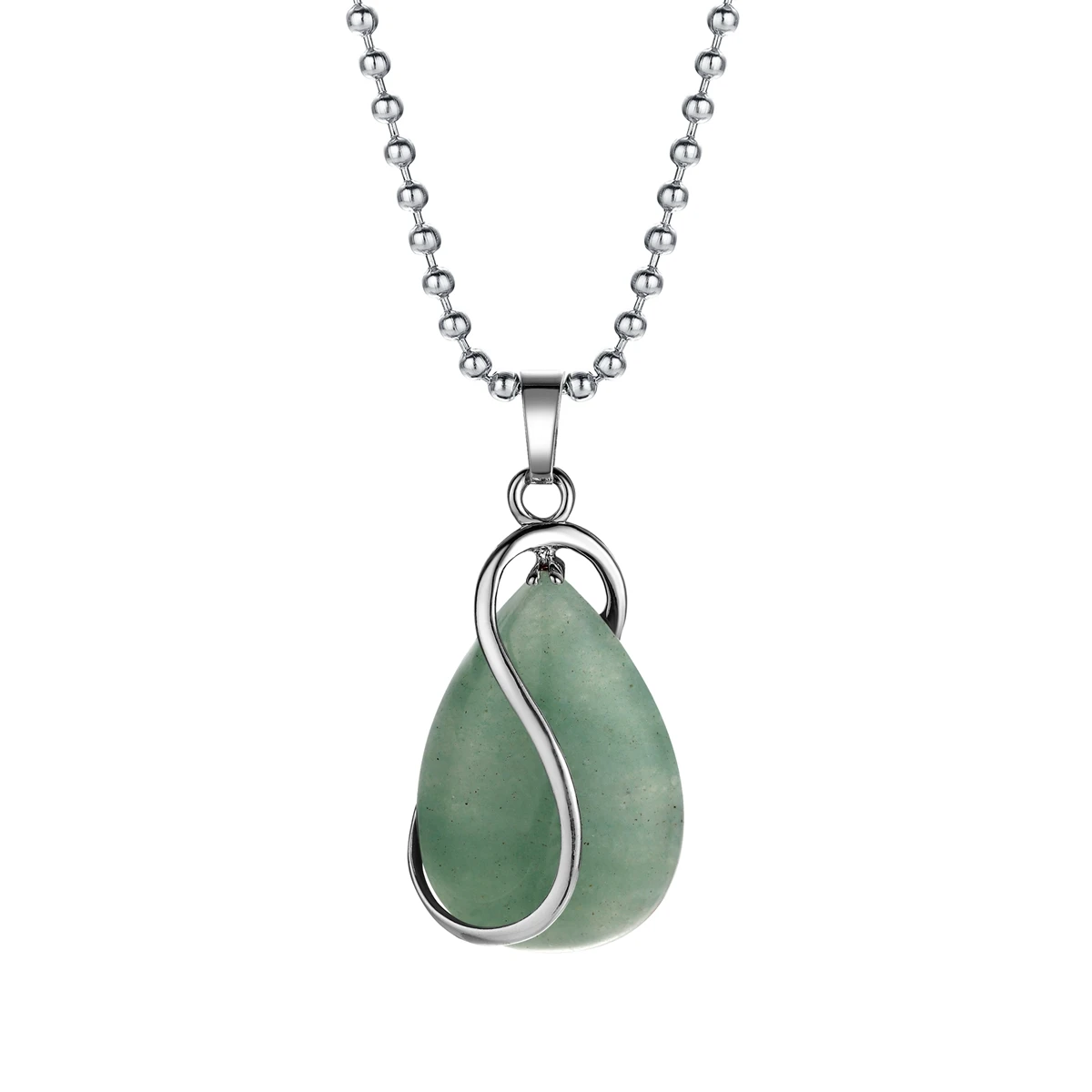 Green Aventurine SEVENSTONE женское ожерелье с подвеской рейки натуральный камень ангел Капля воды S подвеска целебная Йога Медитация баланс трендовые ювелирные изделия - Окраска металла: Green Aventurine