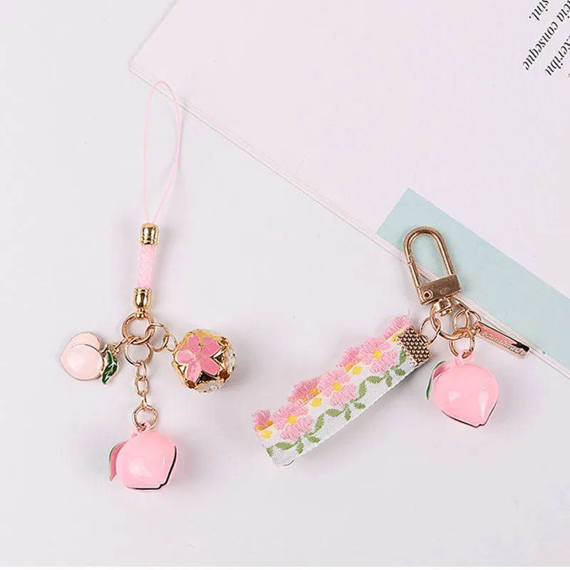 Креативный брелок Asakusa с розовым храмом и персиком, брелок для ключей, защищающий удачу, любовь, карьера, молитва, сумка для наушников, подвесной брелок, подарок