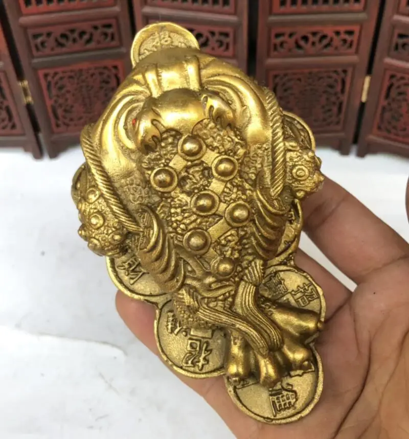 

Латунная Золотая жаба на три фута для привлечения богатства, офисные настольные украшения, маленькая статуя ручной работы