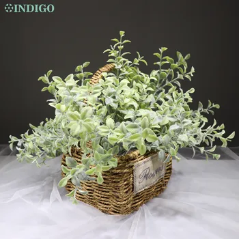 

INDIGO- Dusty Eucalyptus Leaves Silver Dollar Spray Table Decoration Artificial Dried Branches Flower Arrangment