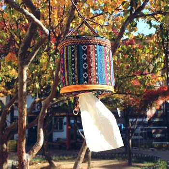 

Outdoor Camping Folding National Style Pumping Tray Storage Bag Car Roll Paper Tissue Box Folk-custom Small Cloth Bag