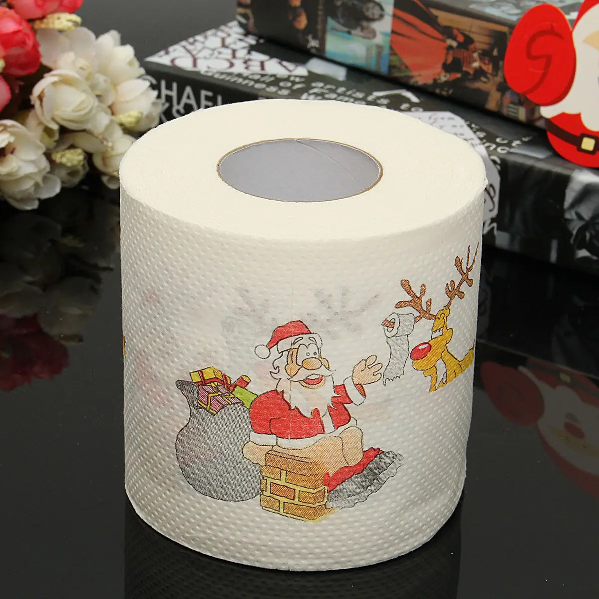 

2019 Christmas Decorations Santa Claus Christmas Reindeer Toilet Paper Printing for Table New Year Decoration Gifts Souvenirs