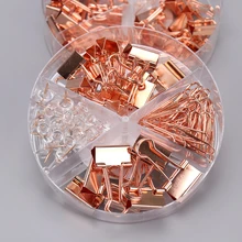 72 шт./кор. розовое золото металлический зажим большеголовая зажимы расходные материалы для офиса Комбинации комплект изящной канцелярских принадлежностей
