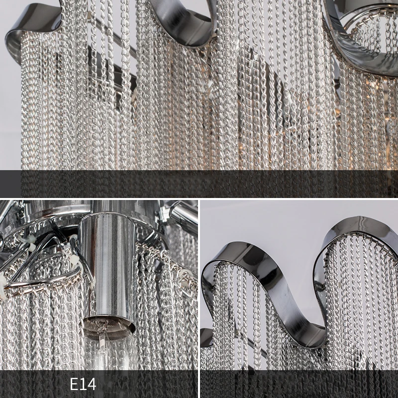 Modern silver tassel chandeliers living room decorative ceiling lamps for bedroom ceiling chandelier lighting with silver fringe