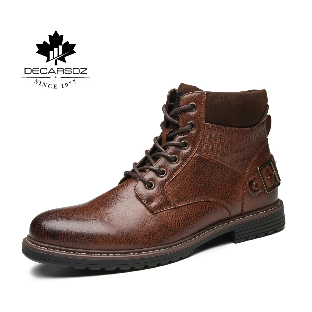 

Boots Men 2019 Fashion design Men Boots Man Lace-up Handmade Brand Leather Botas New classic Autumn Shoes Men Retro Basic Boots